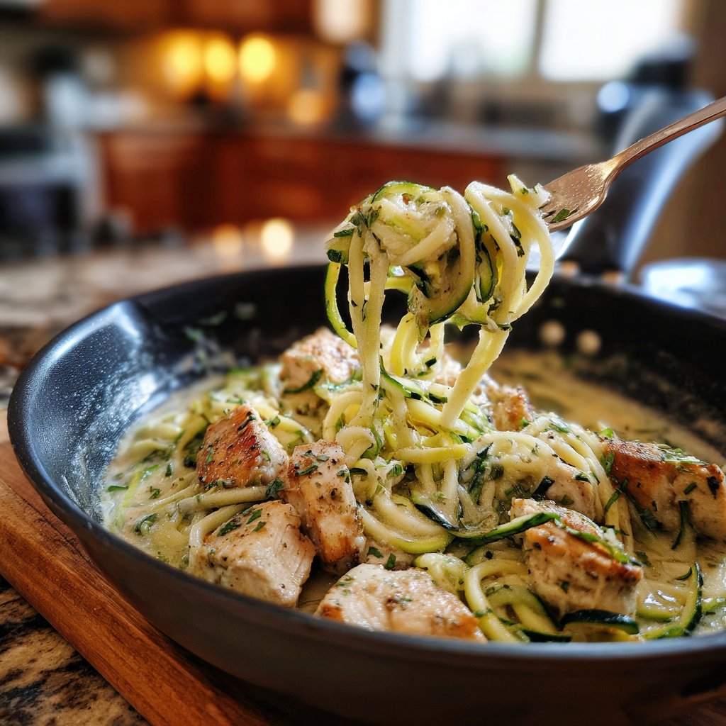 Gebackene Hähnchen Alfredo Zoodles