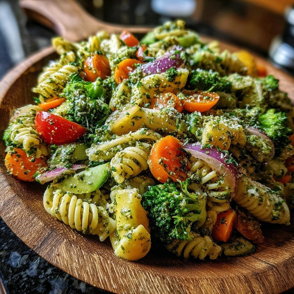 Silvester Nudelsalat mit Pesto Dressing