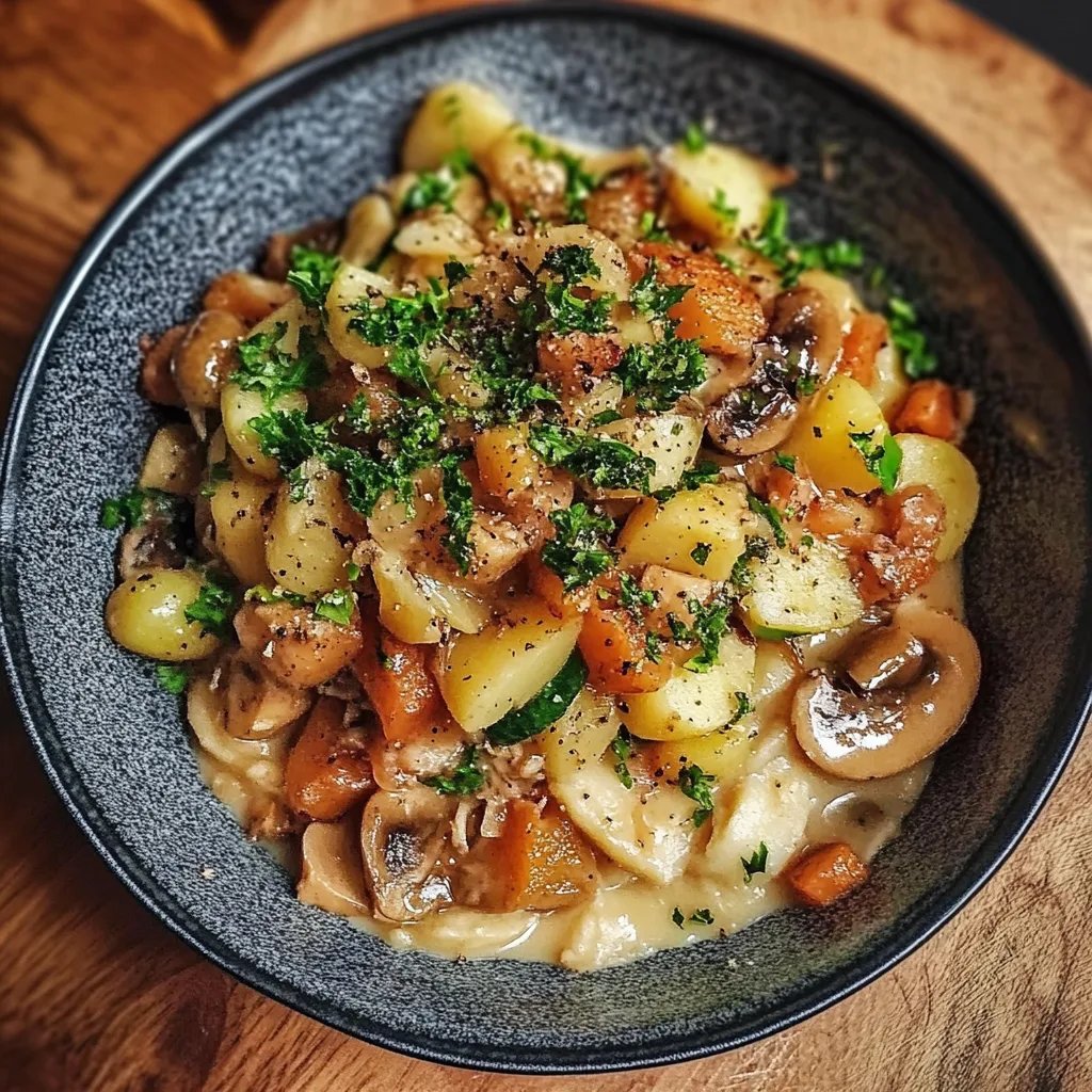 Pilzpfanne mit Rosenkohl & Kartoffelpüree