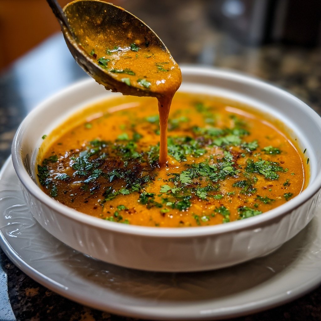 Rote Linsen Suppe mit Koriander