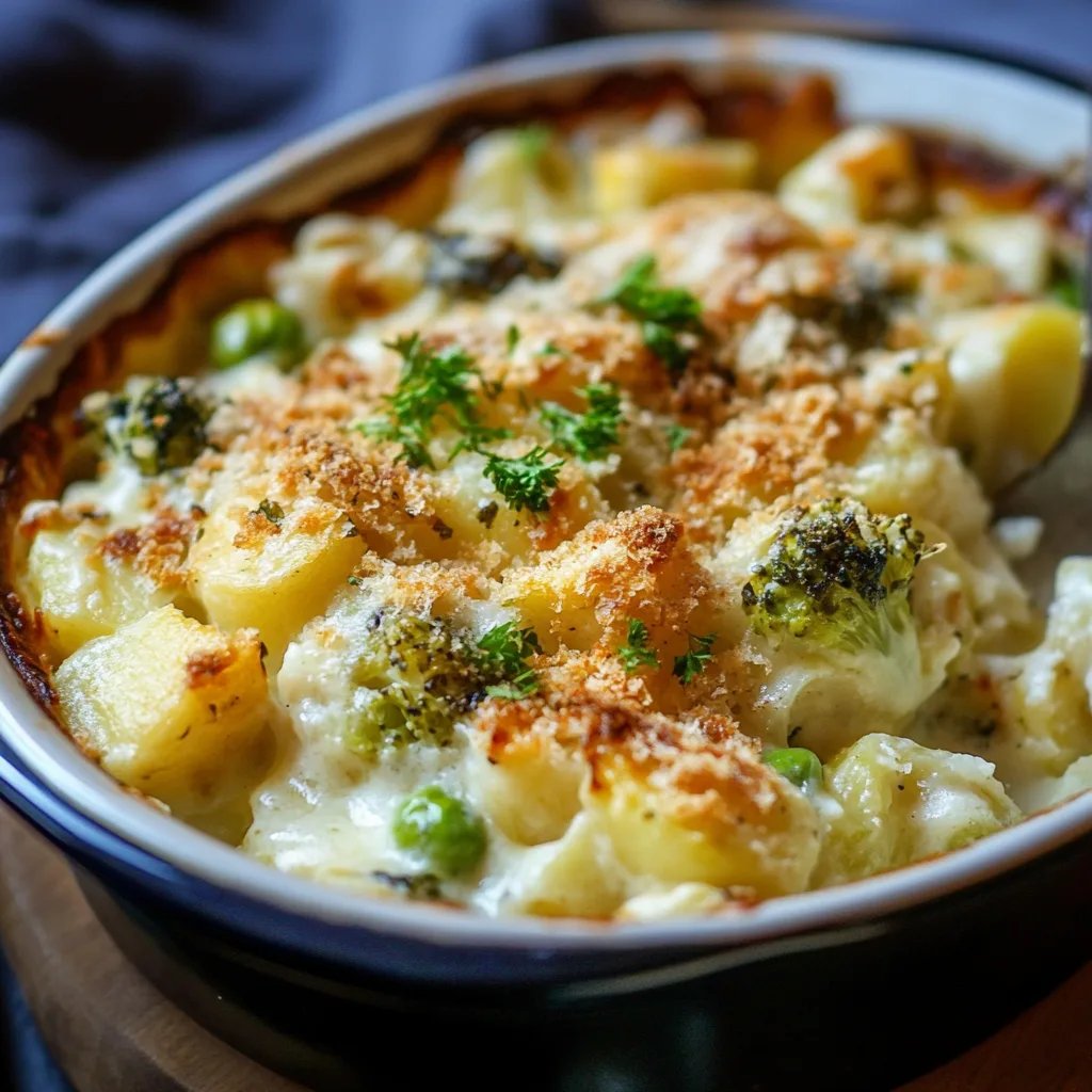 Cremiger Rosenkohl-Kartoffel-Auflauf