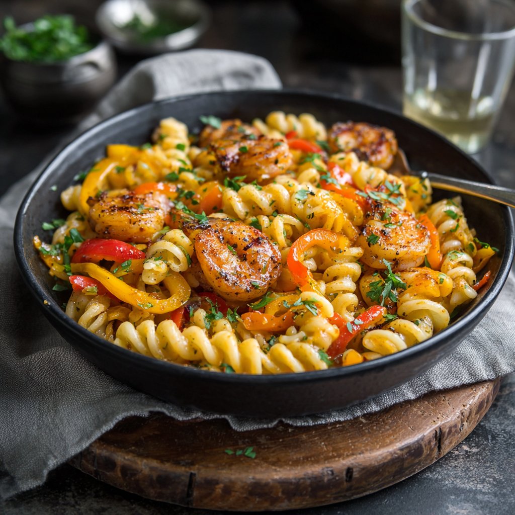 Süße und pikante Garnelen-Pasta