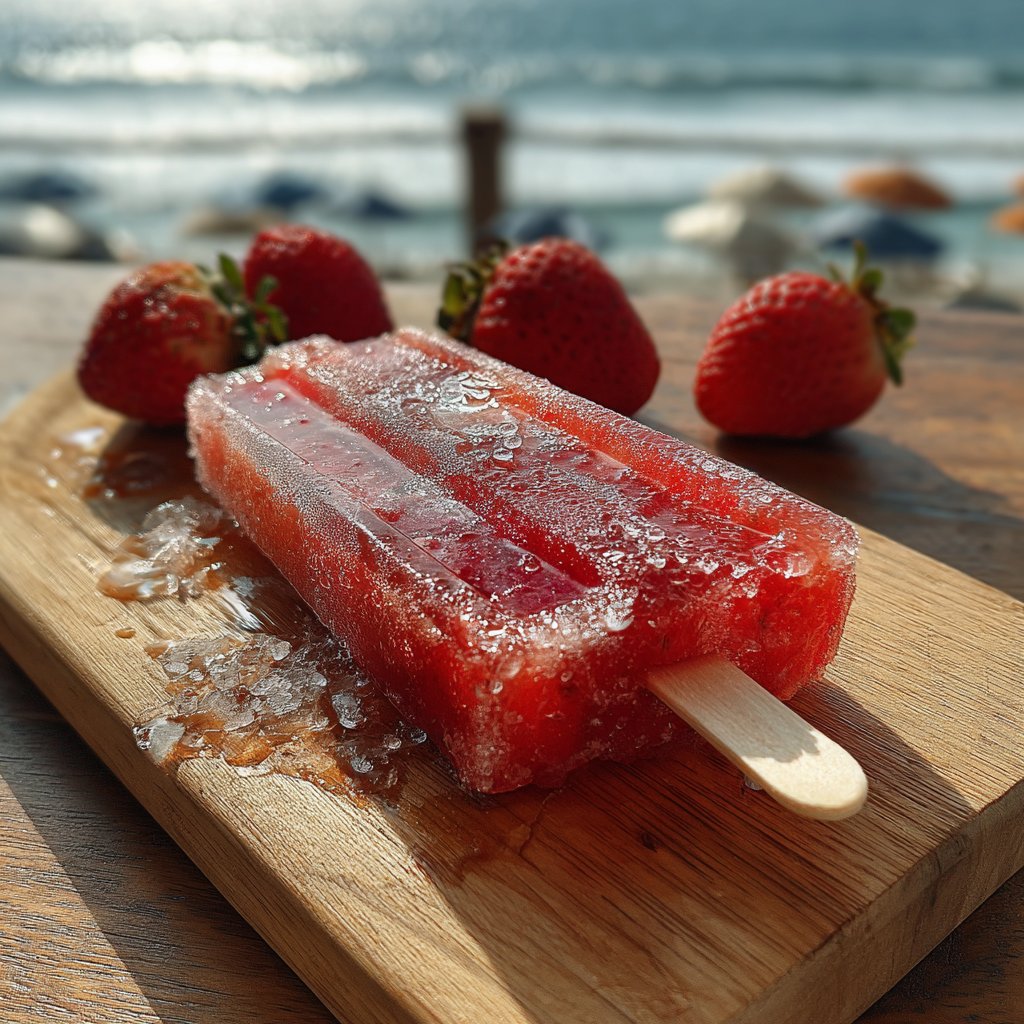 Erdbeer Limonade Eis am Stiel