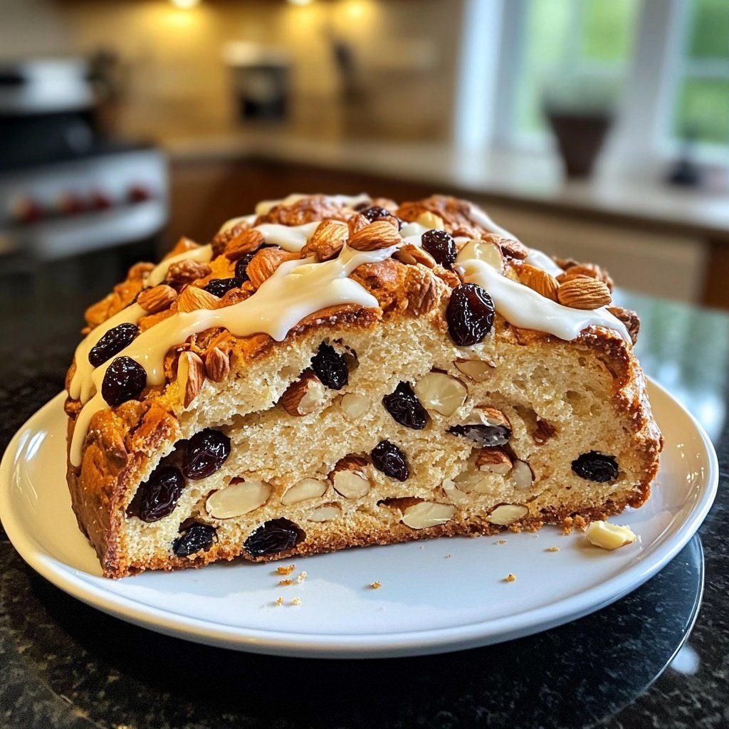 Christstollen mit Rosinen und Mandeln