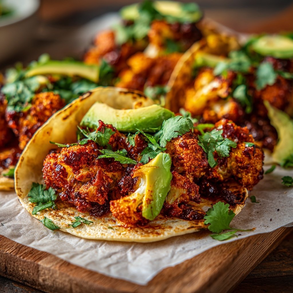 Pikante BBQ Blumenkohl Tacos