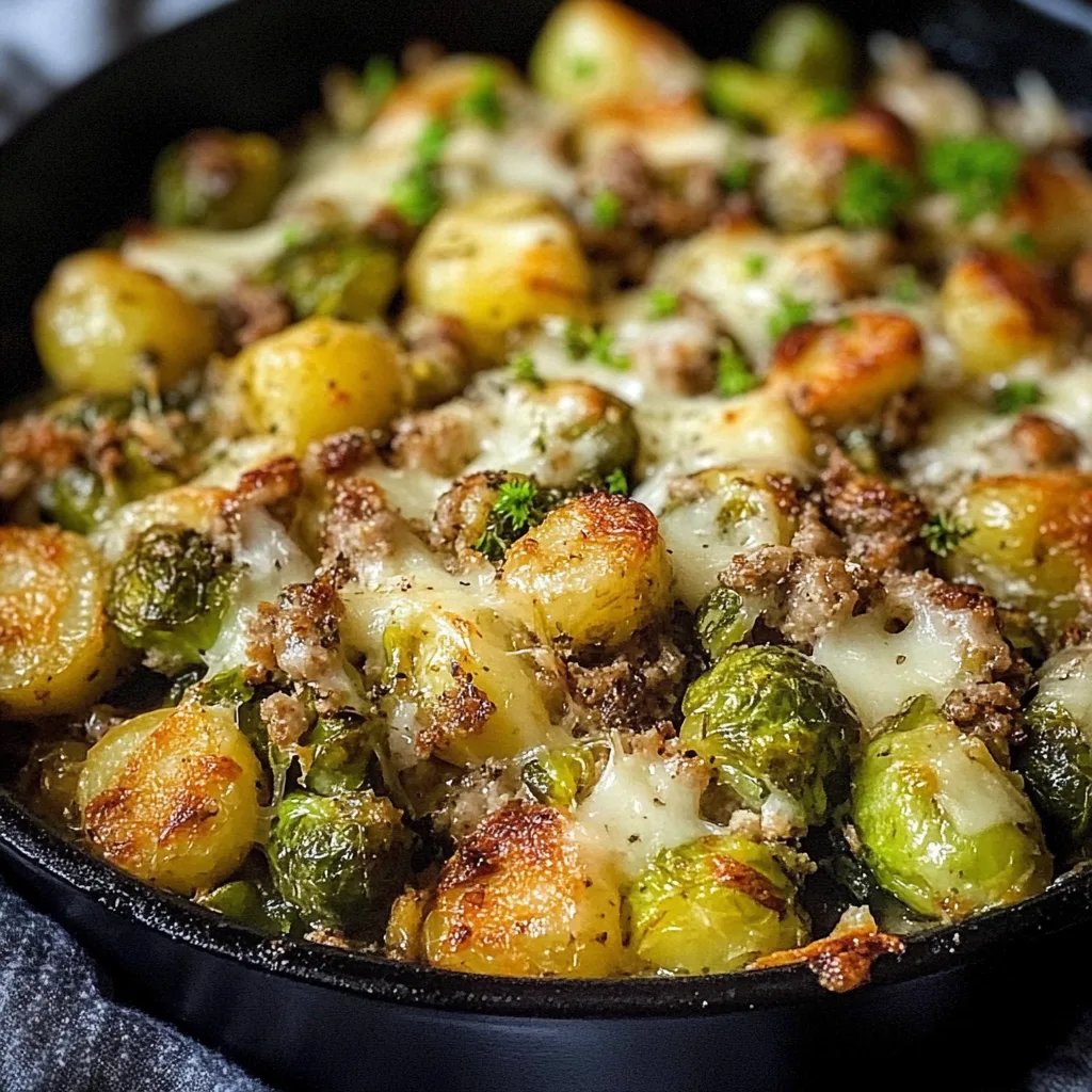 Rosenkohl-Auflauf mit Kartoffeln und Hackfleisch