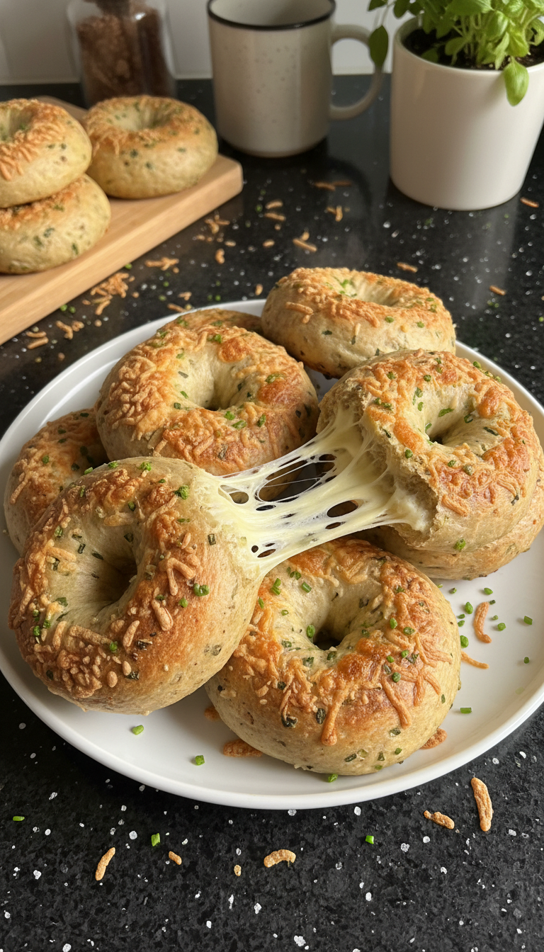 Käse Schnittlauch Protein Bagels