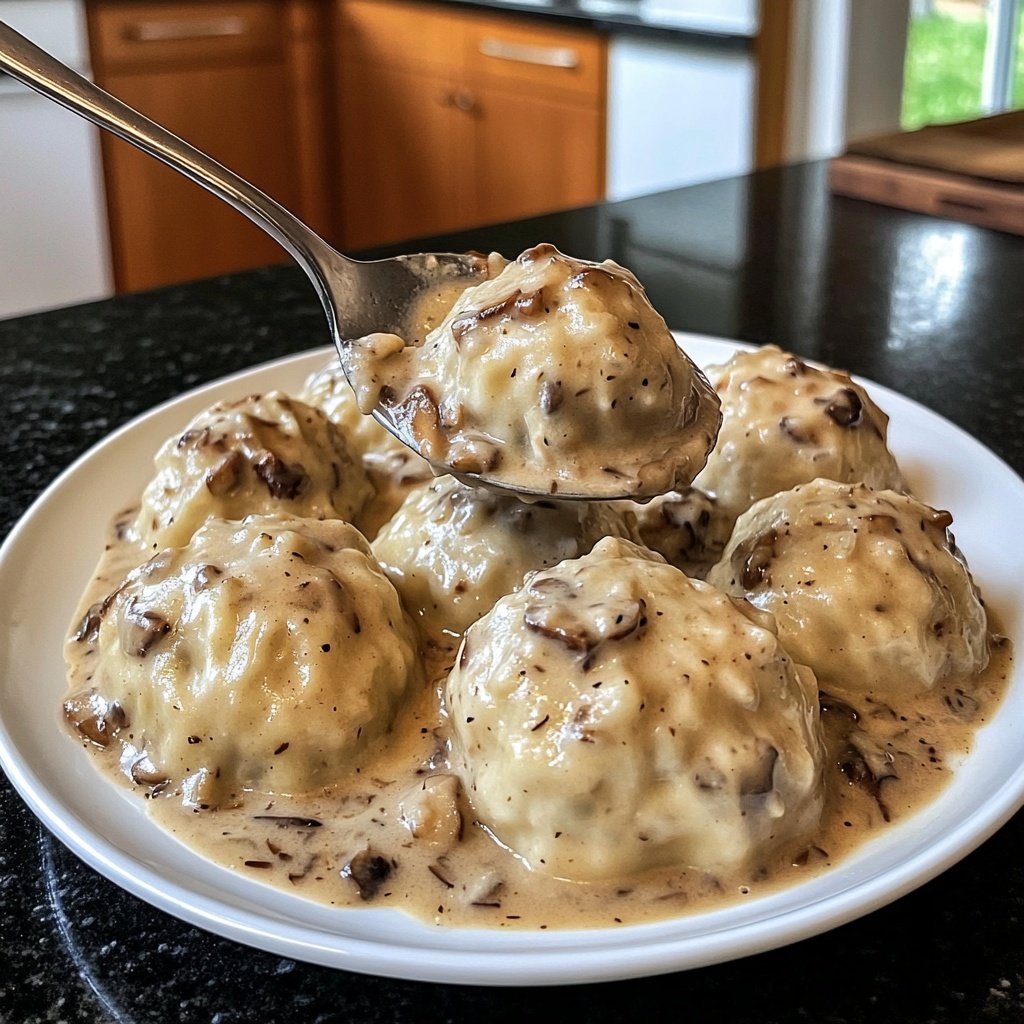 Semmelknödel mit Pilzragout