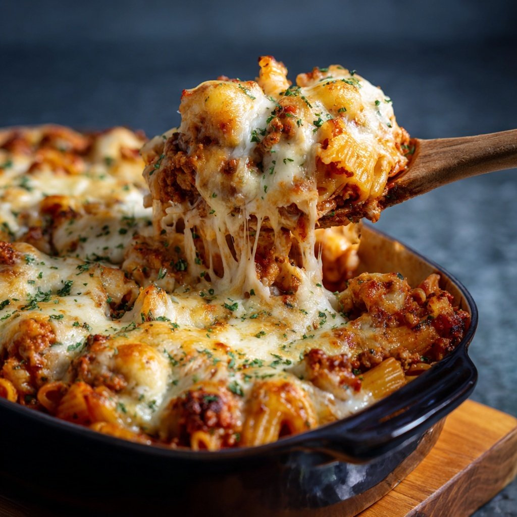 Cremiger Putengehacktes-Nudeln-Auflauf