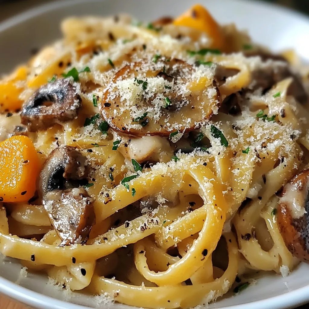 Cremige Kürbis-Pilz-Pasta