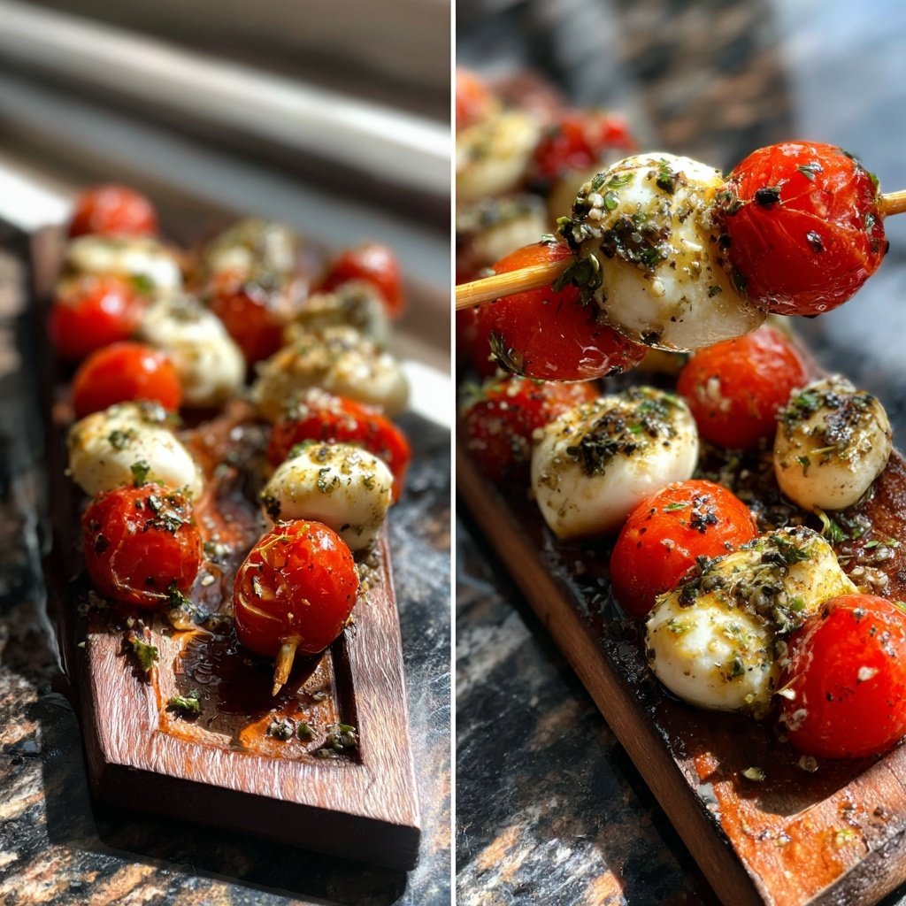 Frische Mozzarella und Tomaten Spieße