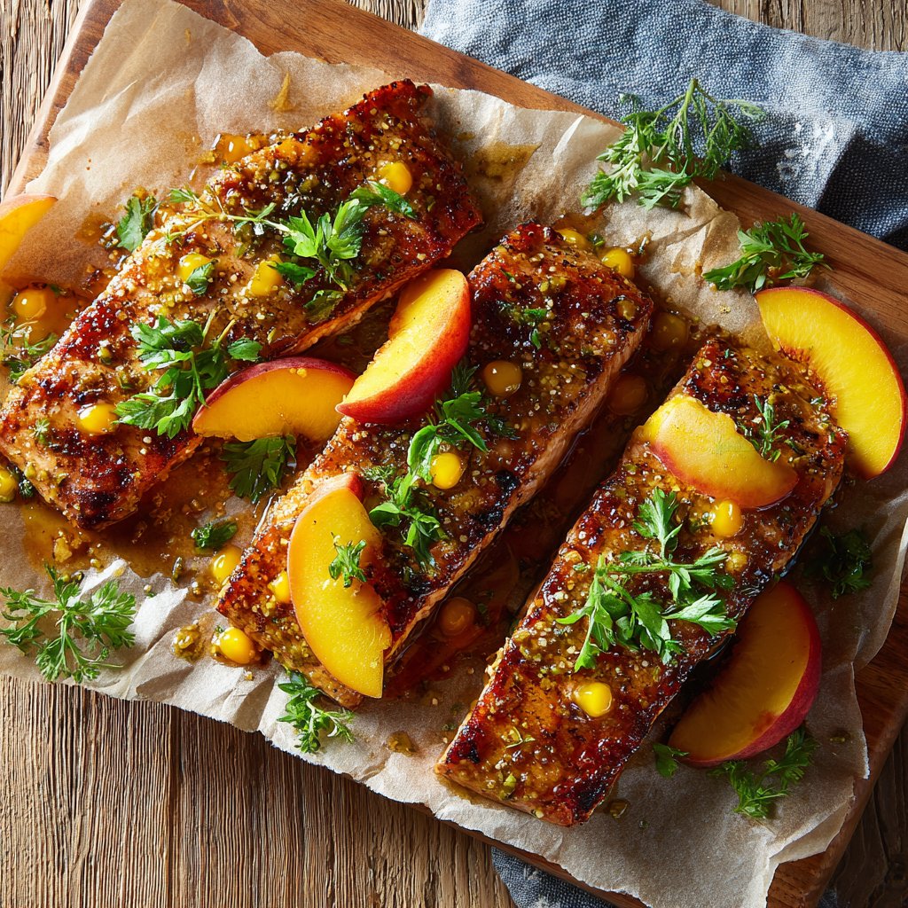 Pfirsich-Senf-Glasiert Lachs